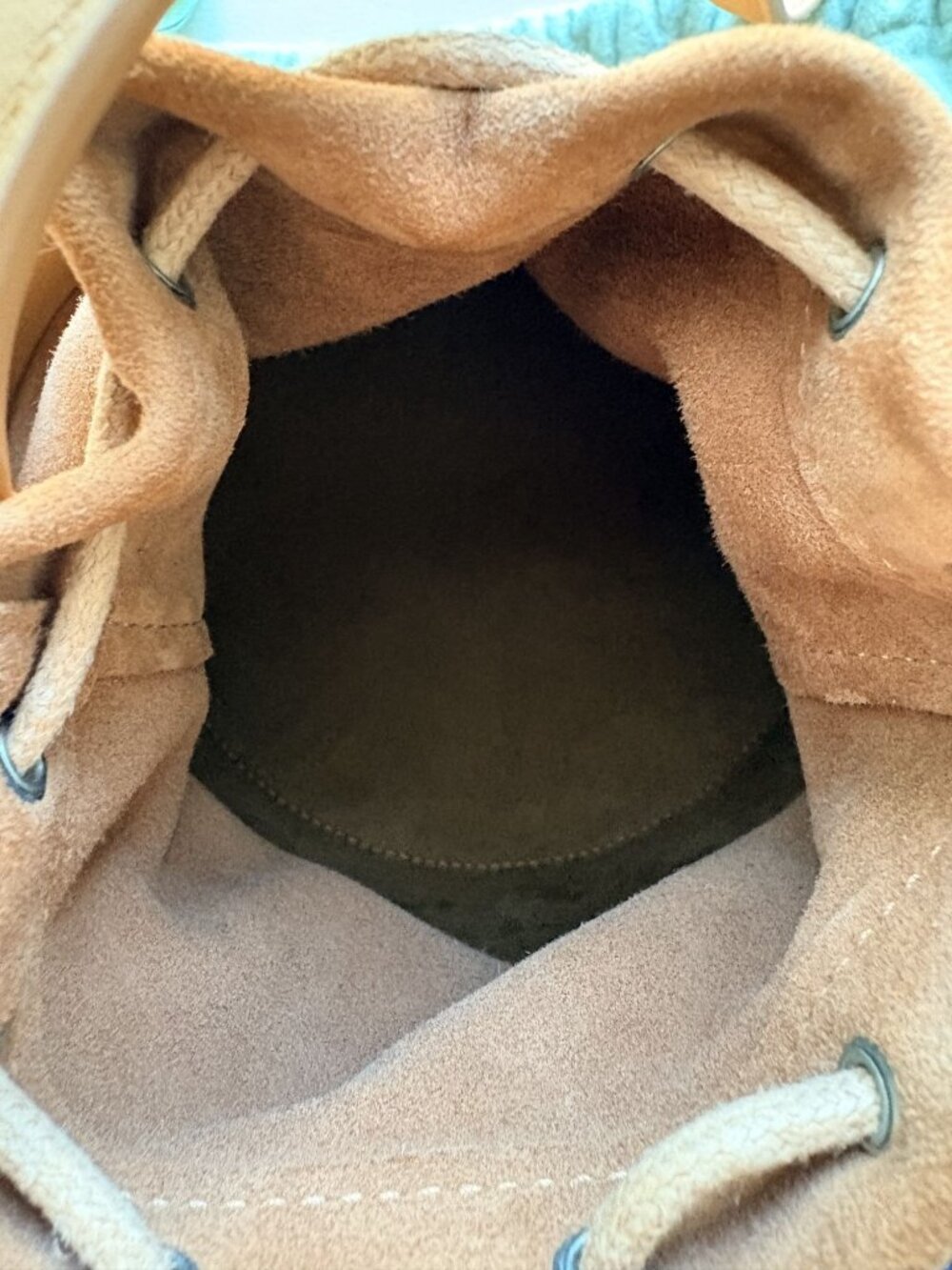 Mlouye Mini Lantern Bag Tan Leather Sculptural Bucket Bag Crossbody with Top Han - Picture 6 of 9